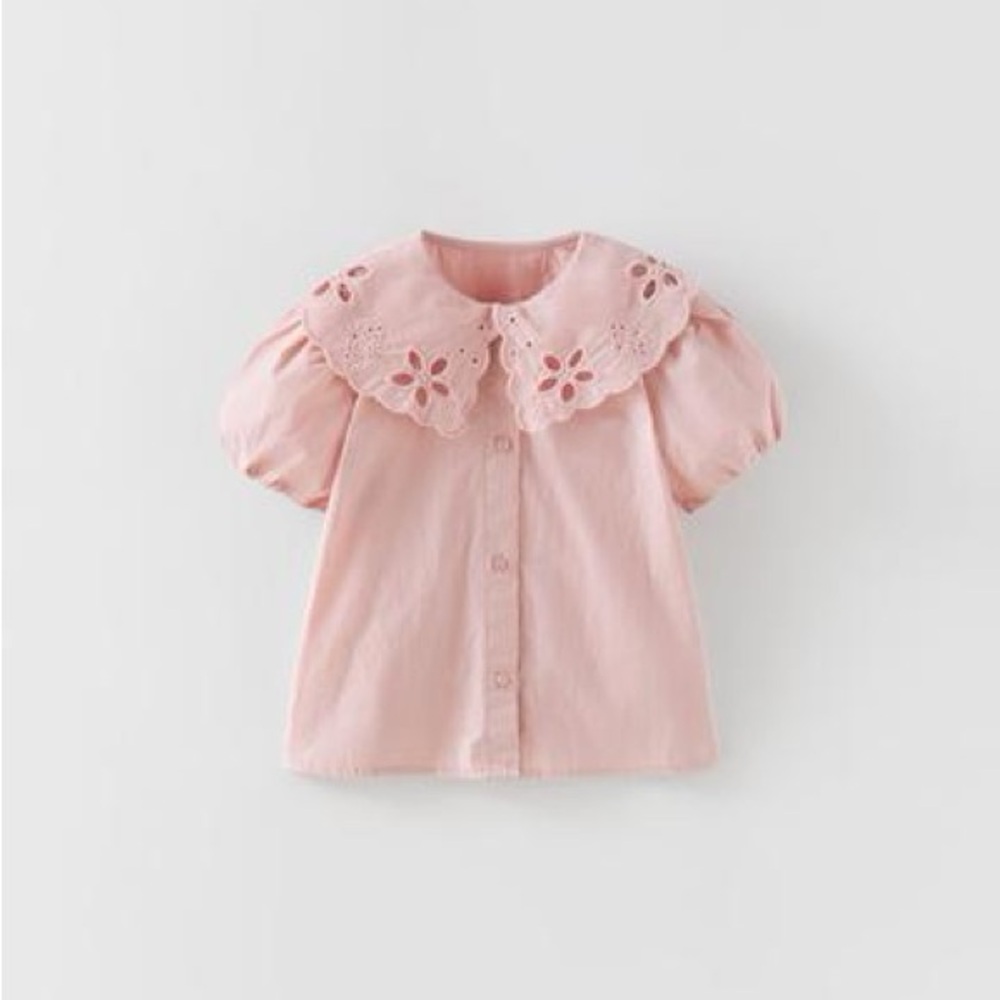 Zara Pink Lace Collar Kids Shirt 2-3Y